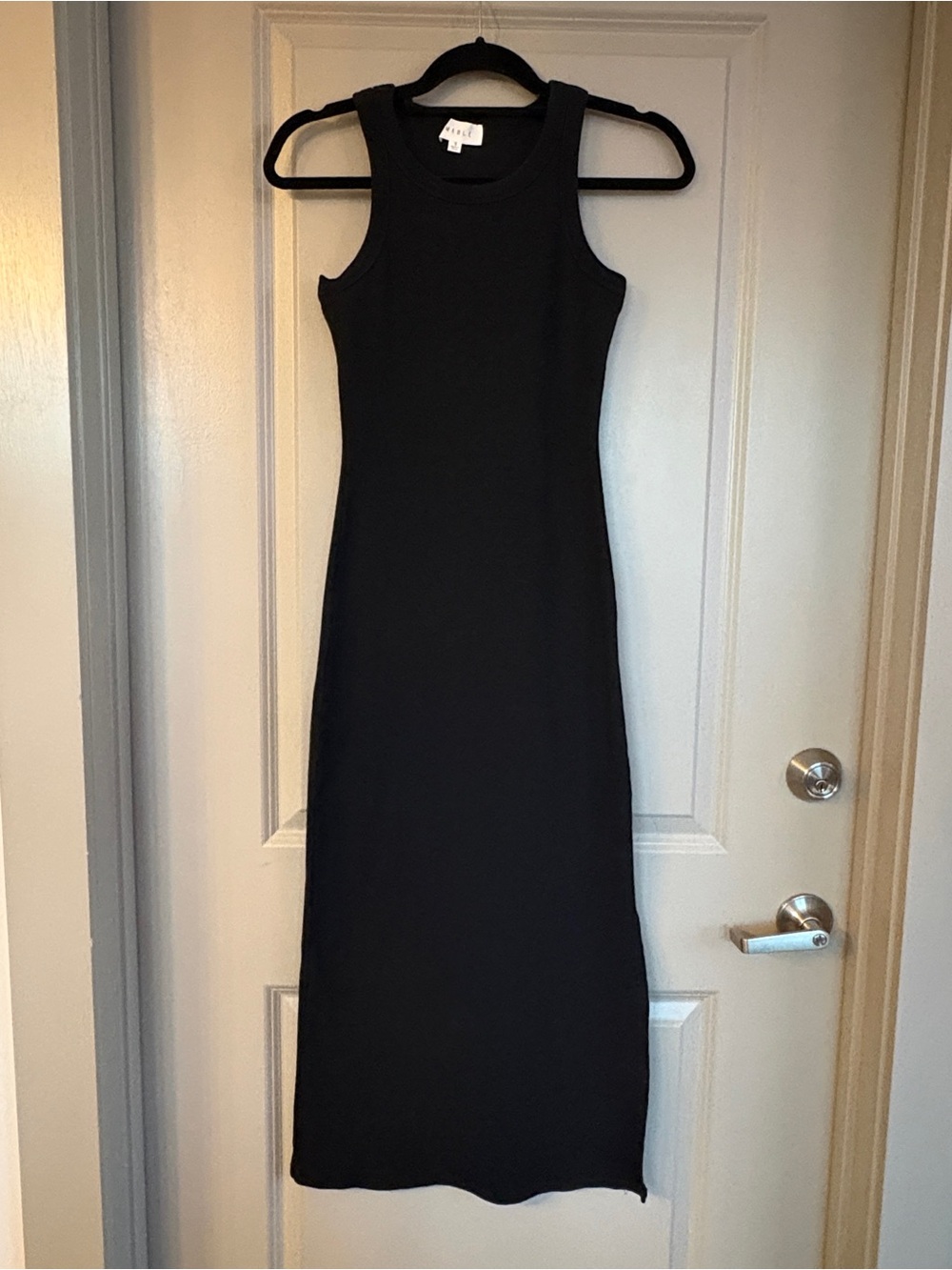 Mable Heavyweight Ribbed Black Maxi Dress S